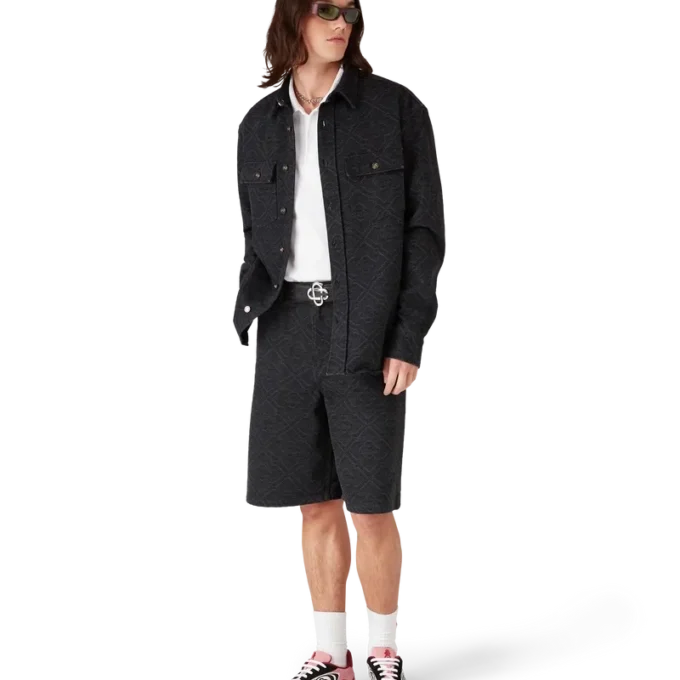 Chemise en denim à manches longues noire Laser Chemise en denim à manches longues noire Laser