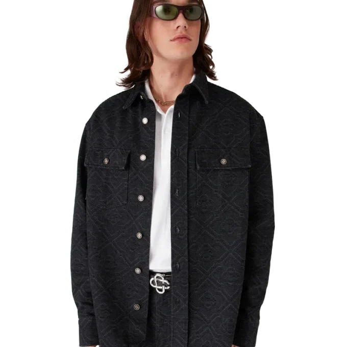 Chemise en denim à manches longues noire Laser Chemise en denim à manches longues noire Laser
