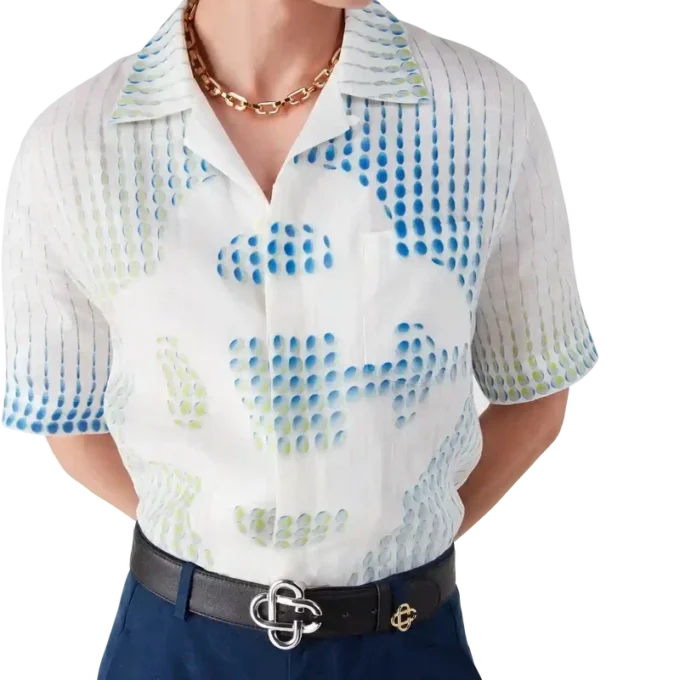 Chemise en lin à manches courtes Dots Chemise en lin à manches courtes Dots