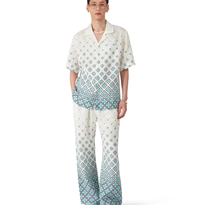 Chemise en lin à monogramme dégradé Chemise en lin à monogramme dégradé