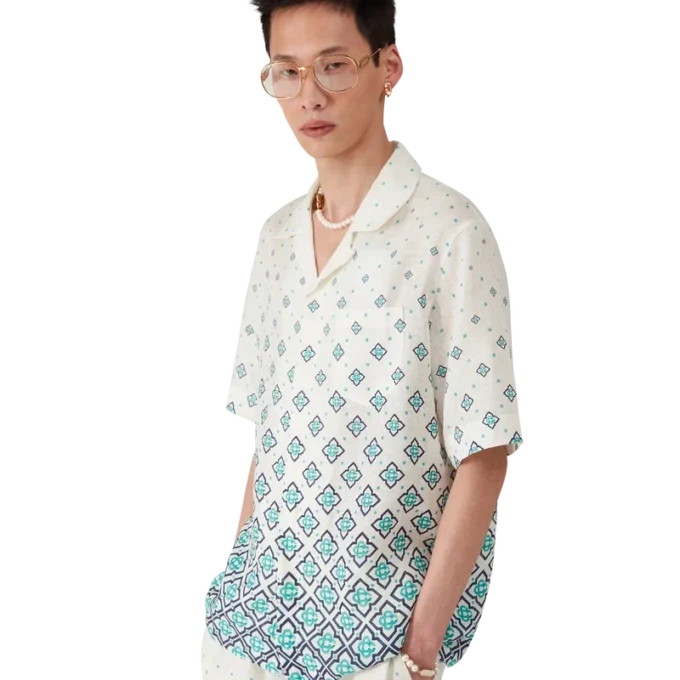 Chemise en lin à monogramme dégradé Chemise en lin à monogramme dégradé