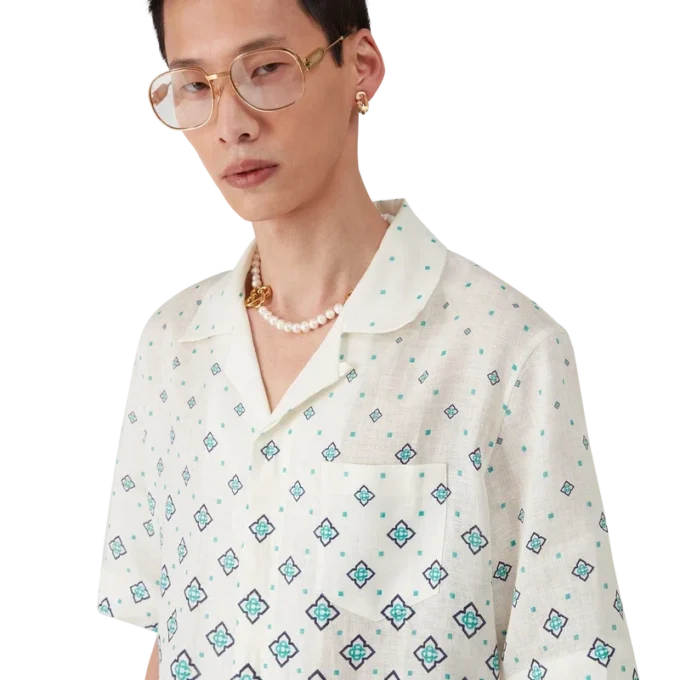Chemise en lin à monogramme dégradé Chemise en lin à monogramme dégradé