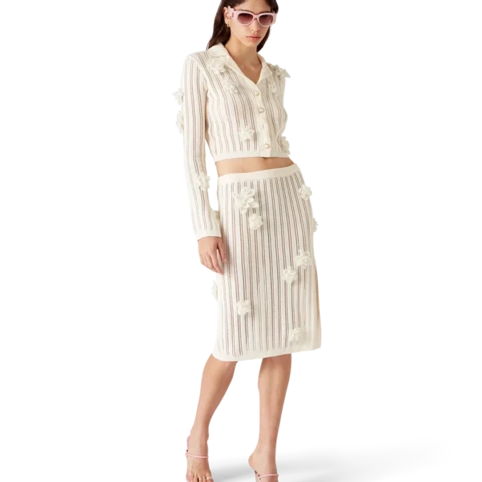 Chemise en maille dentelle fleurie