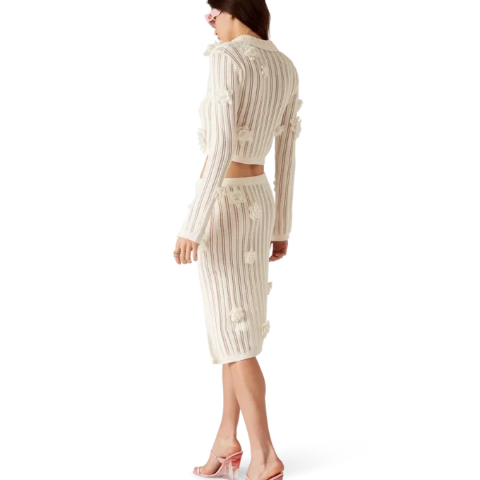 Chemise en maille dentelle fleurie