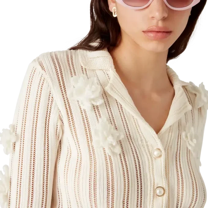 Chemise en maille dentelle fleurie