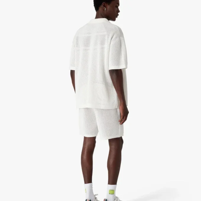 Chemise en maille à manches courtes blanche Chemise en maille à manches courtes blanche