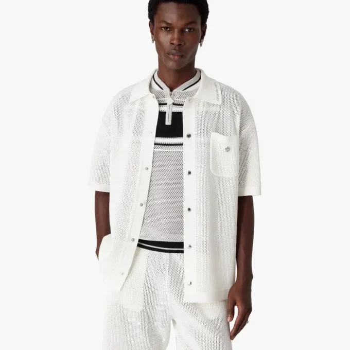 Chemise en maille à manches courtes blanche Chemise en maille à manches courtes blanche