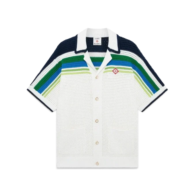 Chemise en maille à manches courtes et rayures