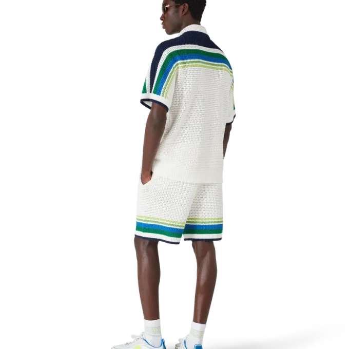 Chemise en maille à manches courtes et rayures