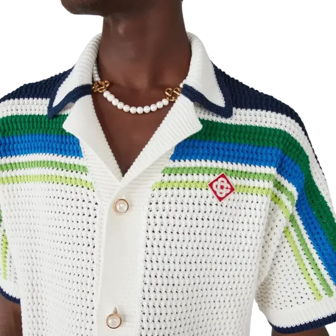 Chemise en maille à manches courtes et rayures