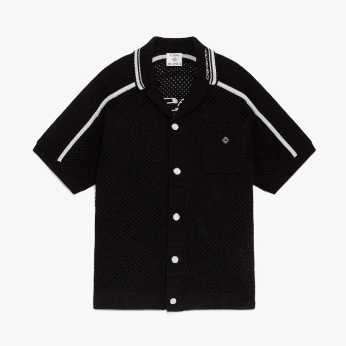 Chemise en maille à manches courtes noire en shorts Chemise en maille à manches courtes noire en shorts