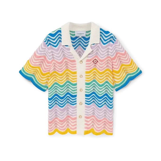Chemise en maille à motif ondulé dégradé Chemise en maille à motif ondulé dégradé