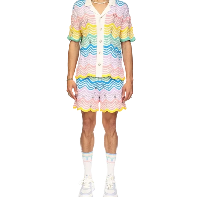 Chemise en maille à motif ondulé dégradé Chemise en maille à motif ondulé dégradé