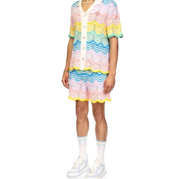 Chemise en maille à motif ondulé dégradé Chemise en maille à motif ondulé dégradé