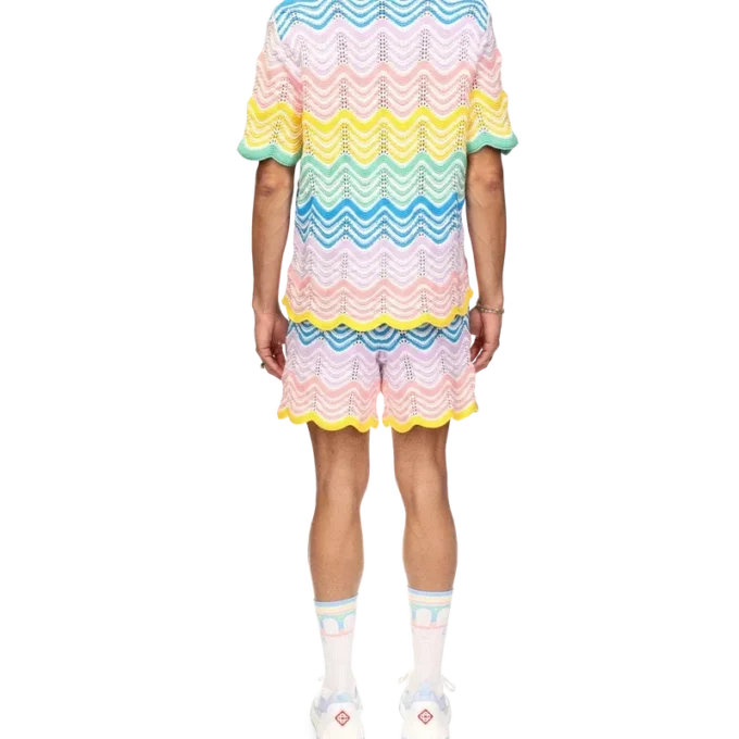 Chemise en maille à motif ondulé dégradé Chemise en maille à motif ondulé dégradé