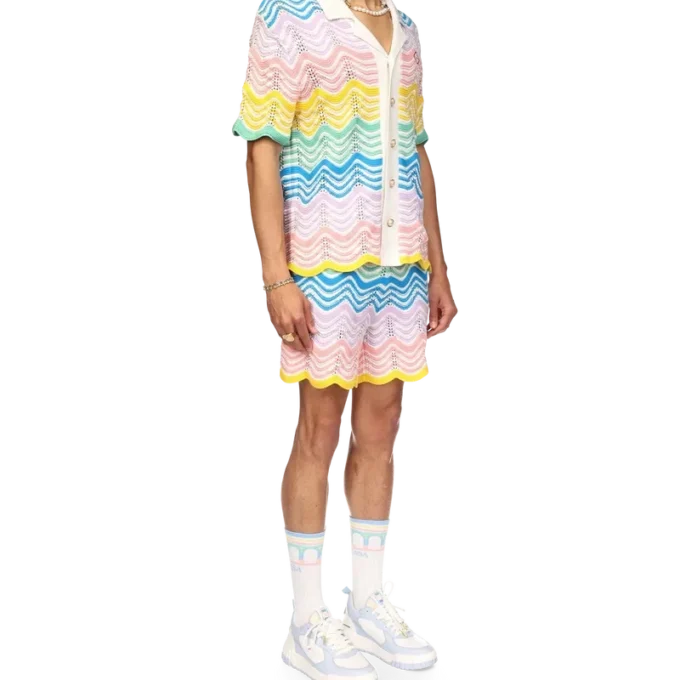 Chemise en maille à motif ondulé dégradé Chemise en maille à motif ondulé dégradé
