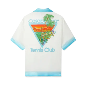 Chemise en soie à col cubain Palm Springs Icon Blue
