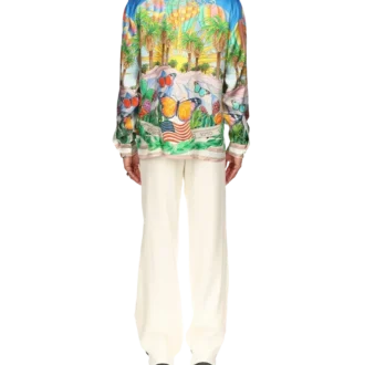 Chemise en soie à col cubain Psychadelic