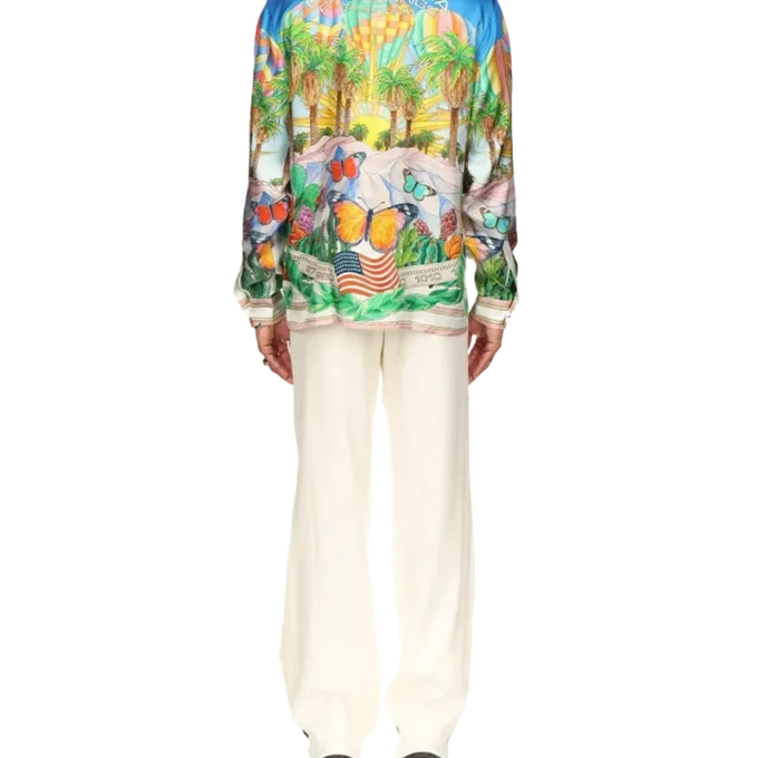 Chemise en soie à col cubain Psychadelic