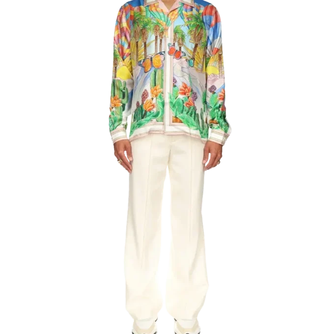 Chemise en soie à col cubain Psychadelic