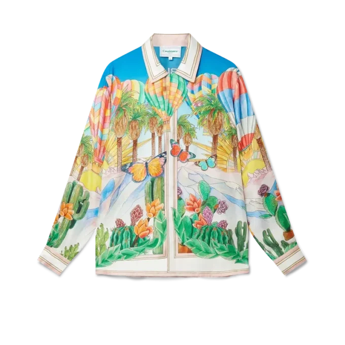 Chemise en soie à col cubain Psychadelic