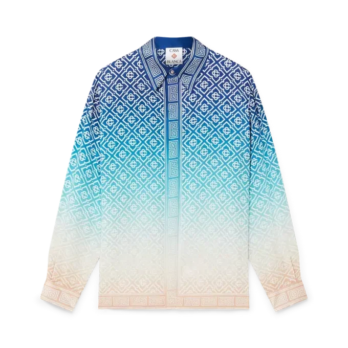 Chemise en soie jacquard dégradé Chemise en soie jacquard dégradé