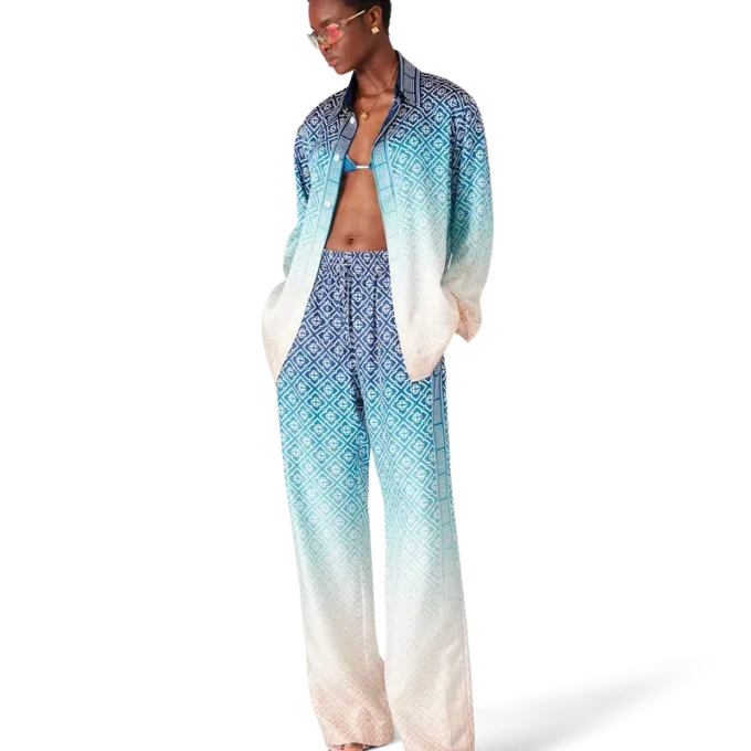 Chemise en soie jacquard dégradé Chemise en soie jacquard dégradé