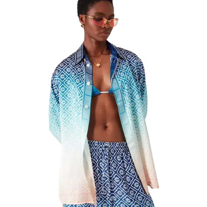 Chemise en soie jacquard dégradé Chemise en soie jacquard dégradé