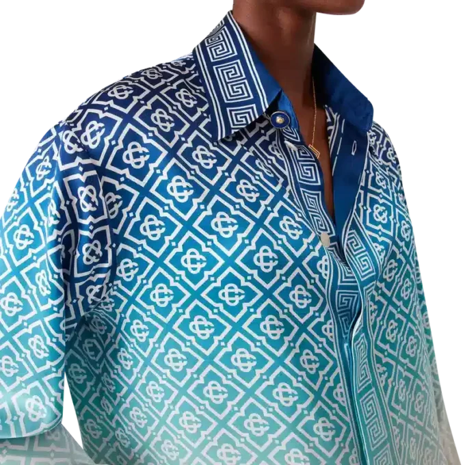 Chemise en soie jacquard dégradé Chemise en soie jacquard dégradé