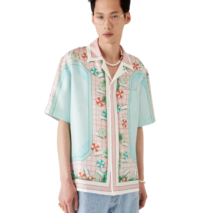 Chemise en soie à manches courtes Copacabana Chemise en soie à manches courtes Copacabana