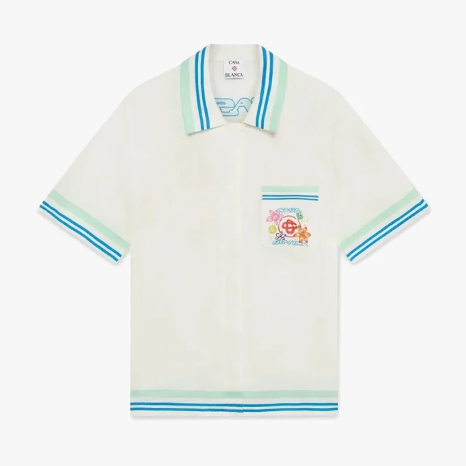 Chemise en soie à manches courtes et col cubain à motif floral en forme de shorts