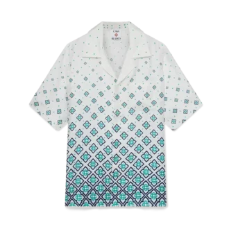Chemise en soie à manches courtes et monogramme dégradé