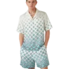 Chemise en soie à manches courtes et monogramme dégradé Chemise en soie à manches courtes et monogramme dégradé