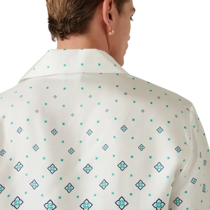 Chemise en soie à manches courtes et monogramme dégradé Chemise en soie à manches courtes et monogramme dégradé