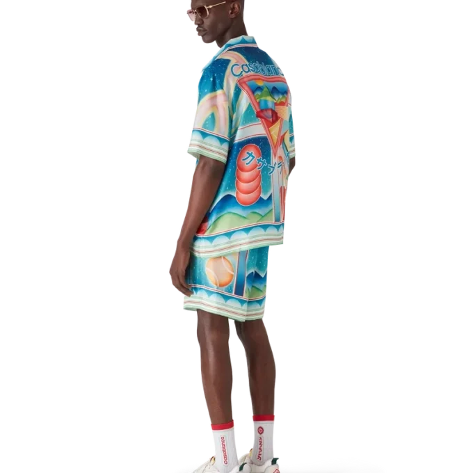 Chemise en soie à manches courtes Galaxy Court Shorts Chemise en soie à manches courtes Galaxy Court Shorts