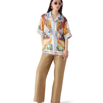 Chemise en soie à manches courtes La Tornade De Rose Short Sleeve