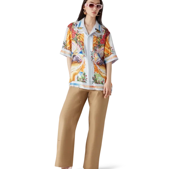 Chemise en soie à manches courtes La Tornade De Rose Short Sleeve Chemise en soie à manches courtes La Tornade De Rose Short Sleeve