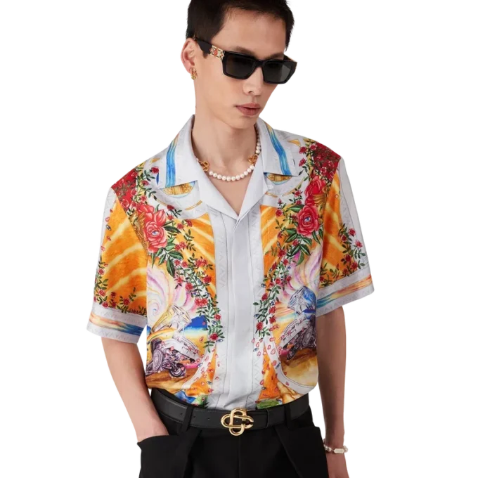 Chemise en soie à manches courtes La Tornade De Rose Short Sleeve Chemise en soie à manches courtes La Tornade De Rose Short Sleeve