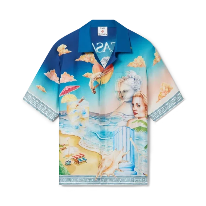 Chemise en soie à manches courtes Le Plongeon