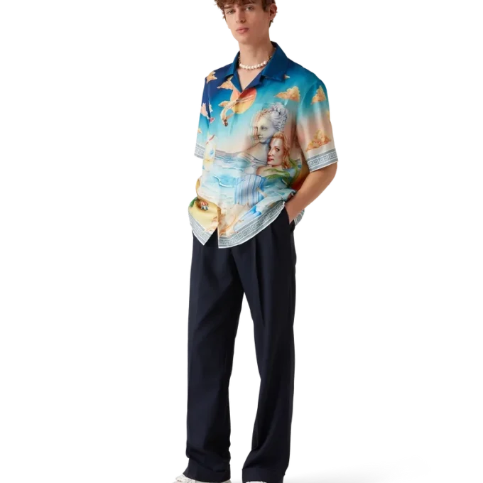 Chemise en soie à manches courtes Le Plongeon