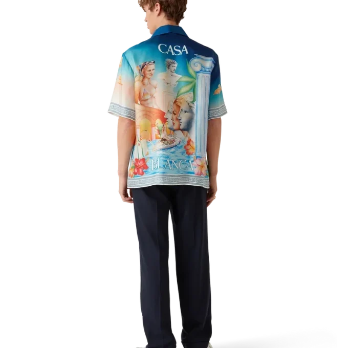 Chemise en soie à manches courtes Le Plongeon