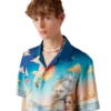 Chemise en soie à manches courtes Le Plongeon