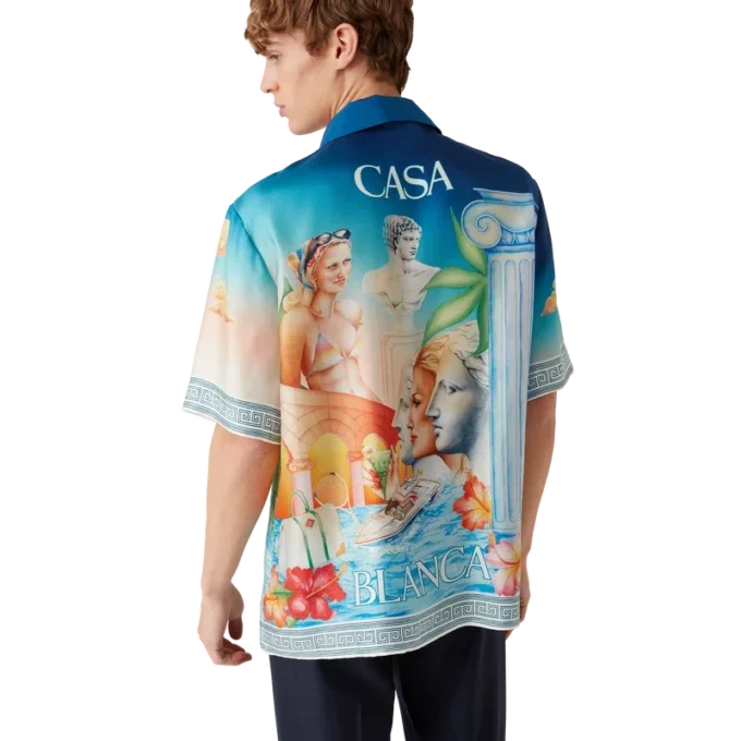 Chemise en soie à manches courtes Le Plongeon
