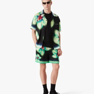 Chemise en soie à manches courtes Orchid Glitch