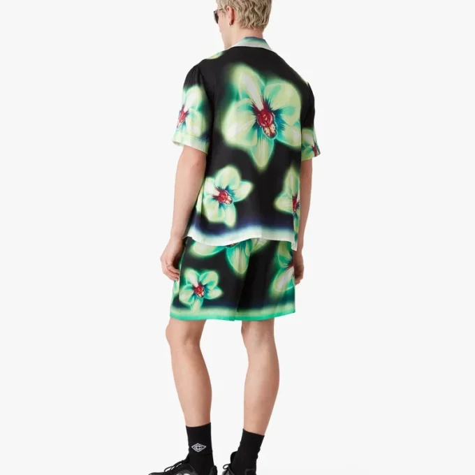 Chemise en soie à manches courtes Orchid Glitch Chemise en soie à manches courtes Orchid Glitch