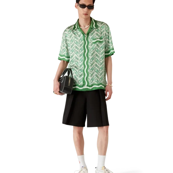 Chemise en soie à manches courtes Ping Pong Chemise en soie à manches courtes Ping Pong
