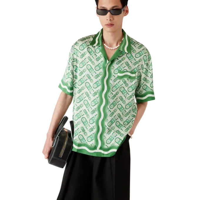Chemise en soie à manches courtes Ping Pong Chemise en soie à manches courtes Ping Pong