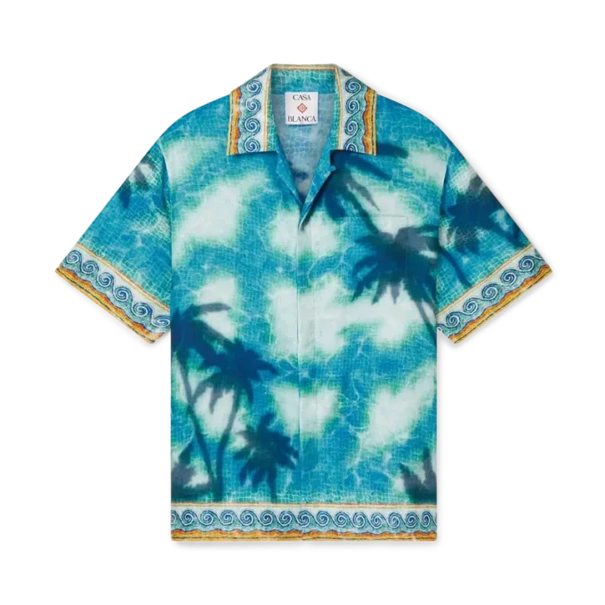 Chemise en soie à manches courtes Poolside Emblem Chemise en soie à manches courtes Poolside Emblem
