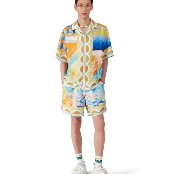 Chemise en soie à manches courtes Surreal Pool Shorts Chemise en soie à manches courtes Surreal Pool Shorts