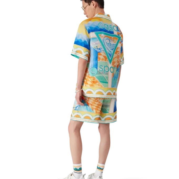 Chemise en soie à manches courtes Surreal Pool Shorts Chemise en soie à manches courtes Surreal Pool Shorts